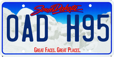 SD license plate 0ADH95