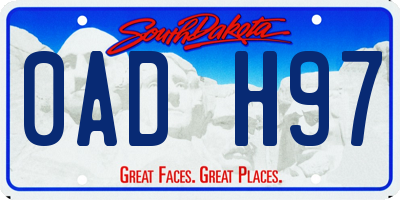 SD license plate 0ADH97