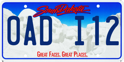 SD license plate 0ADI12