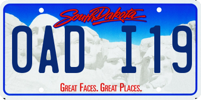 SD license plate 0ADI19