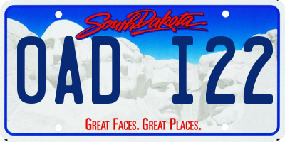 SD license plate 0ADI22