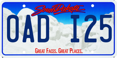 SD license plate 0ADI25