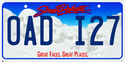 SD license plate 0ADI27