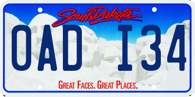 SD license plate 0ADI34