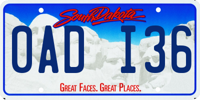 SD license plate 0ADI36