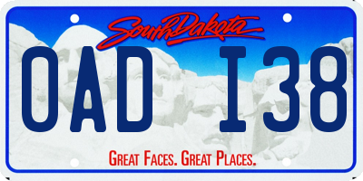 SD license plate 0ADI38