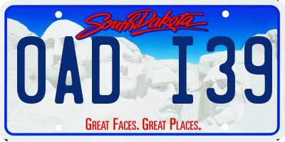 SD license plate 0ADI39