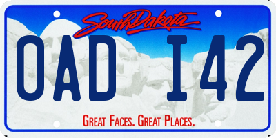 SD license plate 0ADI42