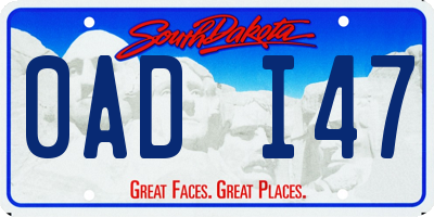 SD license plate 0ADI47