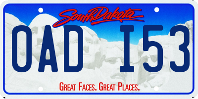 SD license plate 0ADI53