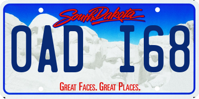 SD license plate 0ADI68