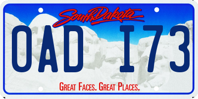 SD license plate 0ADI73