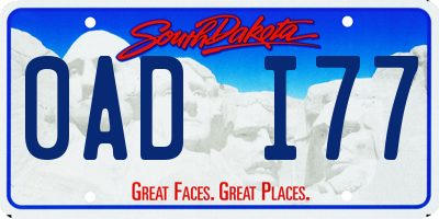 SD license plate 0ADI77