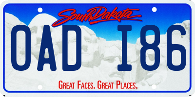 SD license plate 0ADI86