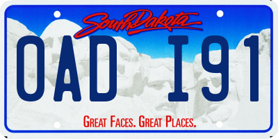 SD license plate 0ADI91