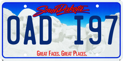 SD license plate 0ADI97