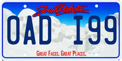 SD license plate 0ADI99