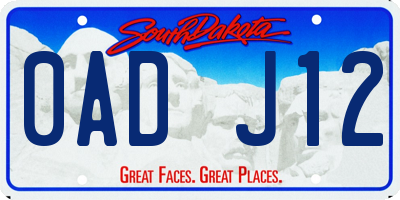 SD license plate 0ADJ12