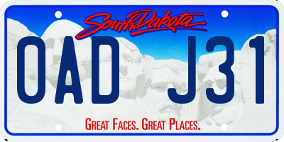 SD license plate 0ADJ31