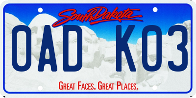 SD license plate 0ADK03