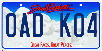 SD license plate 0ADK04