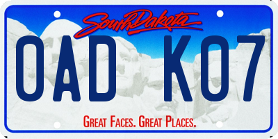 SD license plate 0ADK07