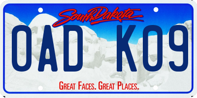 SD license plate 0ADK09