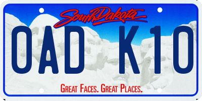 SD license plate 0ADK10