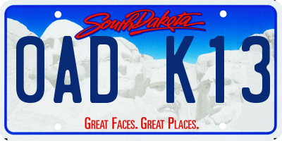 SD license plate 0ADK13
