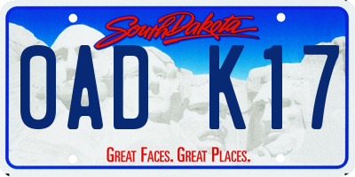 SD license plate 0ADK17