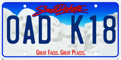 SD license plate 0ADK18