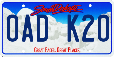 SD license plate 0ADK20