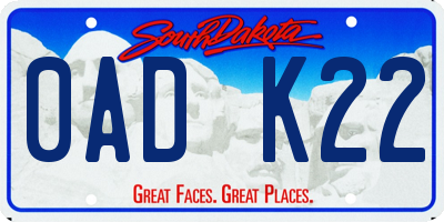 SD license plate 0ADK22