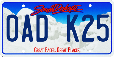 SD license plate 0ADK25