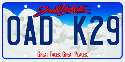 SD license plate 0ADK29