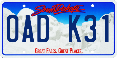 SD license plate 0ADK31