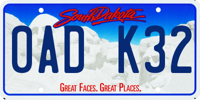 SD license plate 0ADK32