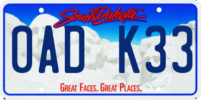 SD license plate 0ADK33