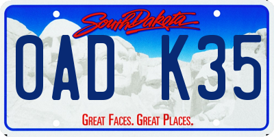 SD license plate 0ADK35