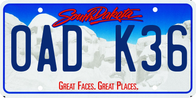 SD license plate 0ADK36