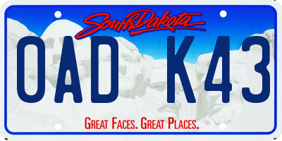 SD license plate 0ADK43