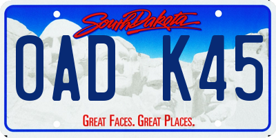 SD license plate 0ADK45