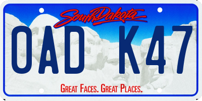 SD license plate 0ADK47