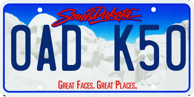 SD license plate 0ADK50