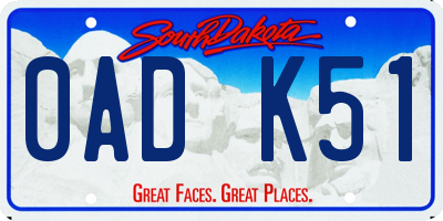 SD license plate 0ADK51