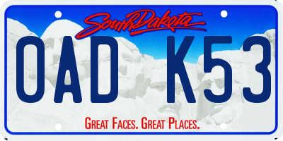 SD license plate 0ADK53