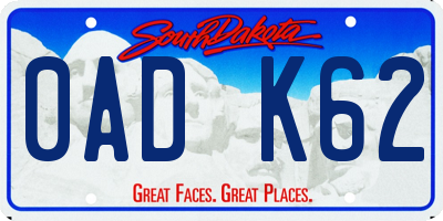 SD license plate 0ADK62