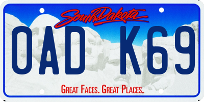 SD license plate 0ADK69