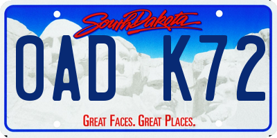 SD license plate 0ADK72