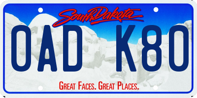 SD license plate 0ADK80